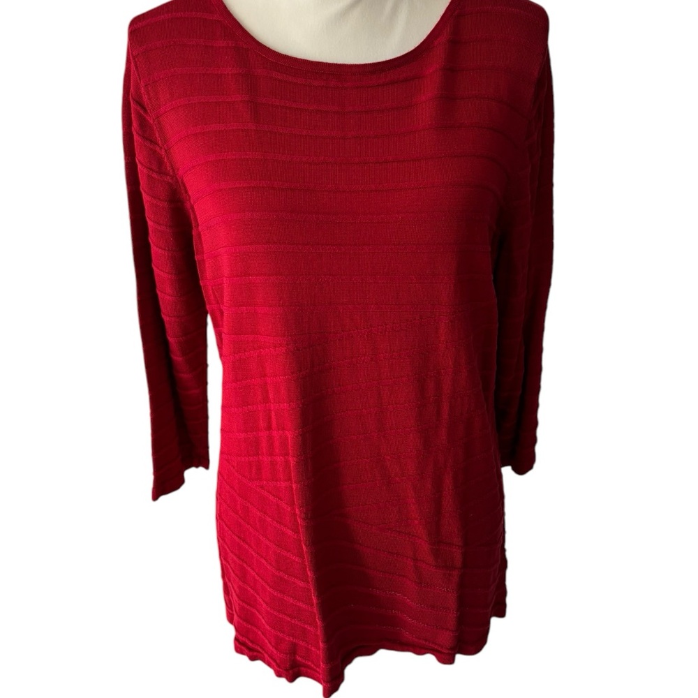 Dana Buchman Red 3/4 Sleeve Ribbed Tunic